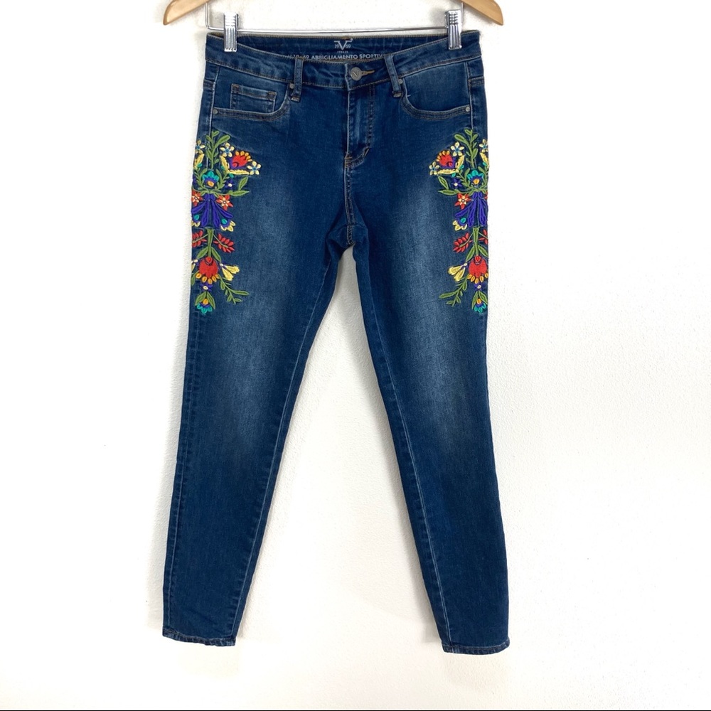 Versace V 1969 Abbigliamento Skinny Embroidered Dark Jeans Women’s Sz 26